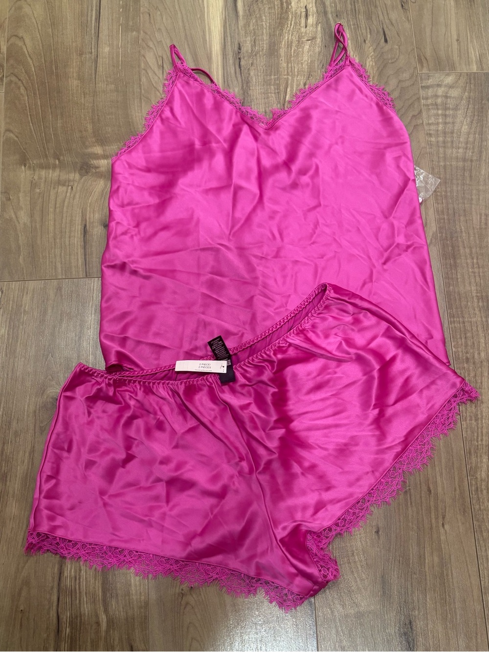 Victoria's Secret Hot Pink Satin Cami & Shorts Sleep Set